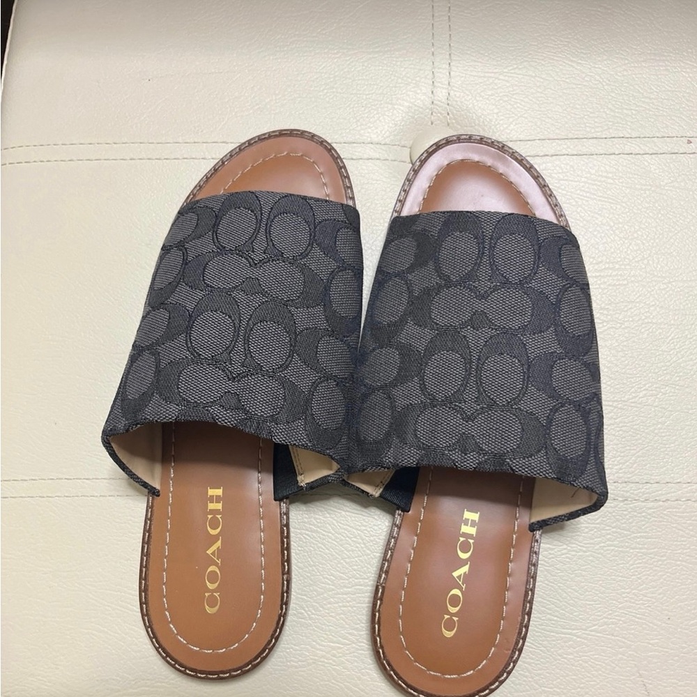 Coach Hazel Slide Sandals with Monogram Pattern